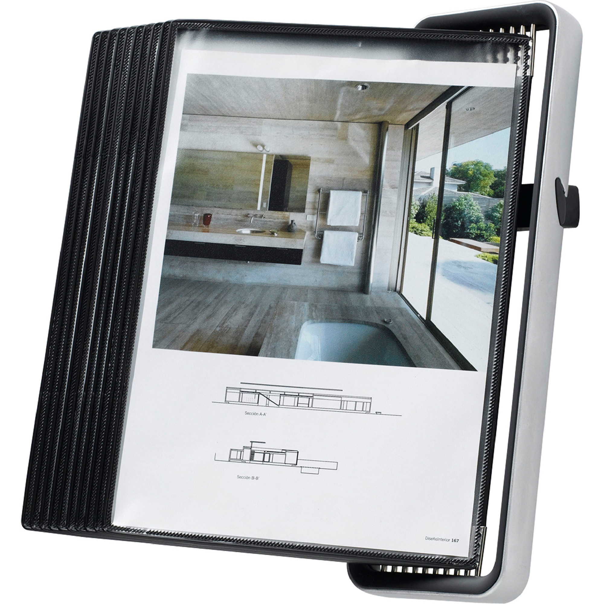 Tarifold VEO 10-Pocket 20-View Wall-Mount Document Display, Black, 16in.L x 20in.W, Model# V714527